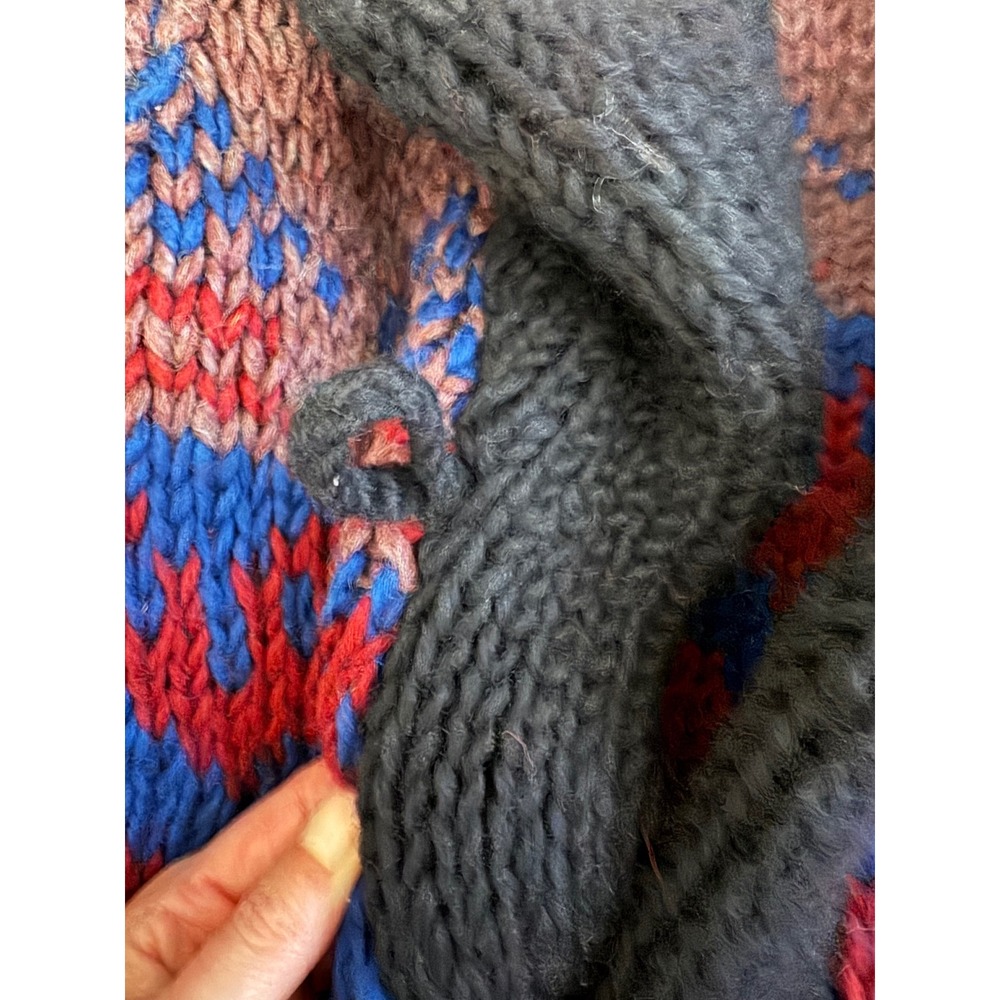 Angela Campos de Morris Vintage Hand Knitted Wool Cardigan Mexico Fair Isle M - Picture 6 of 7